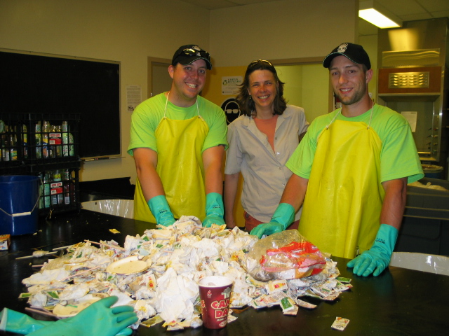University of Saskatchewan Office of Sustainability recycling volunteers helping to sort waste as part of Green Pack