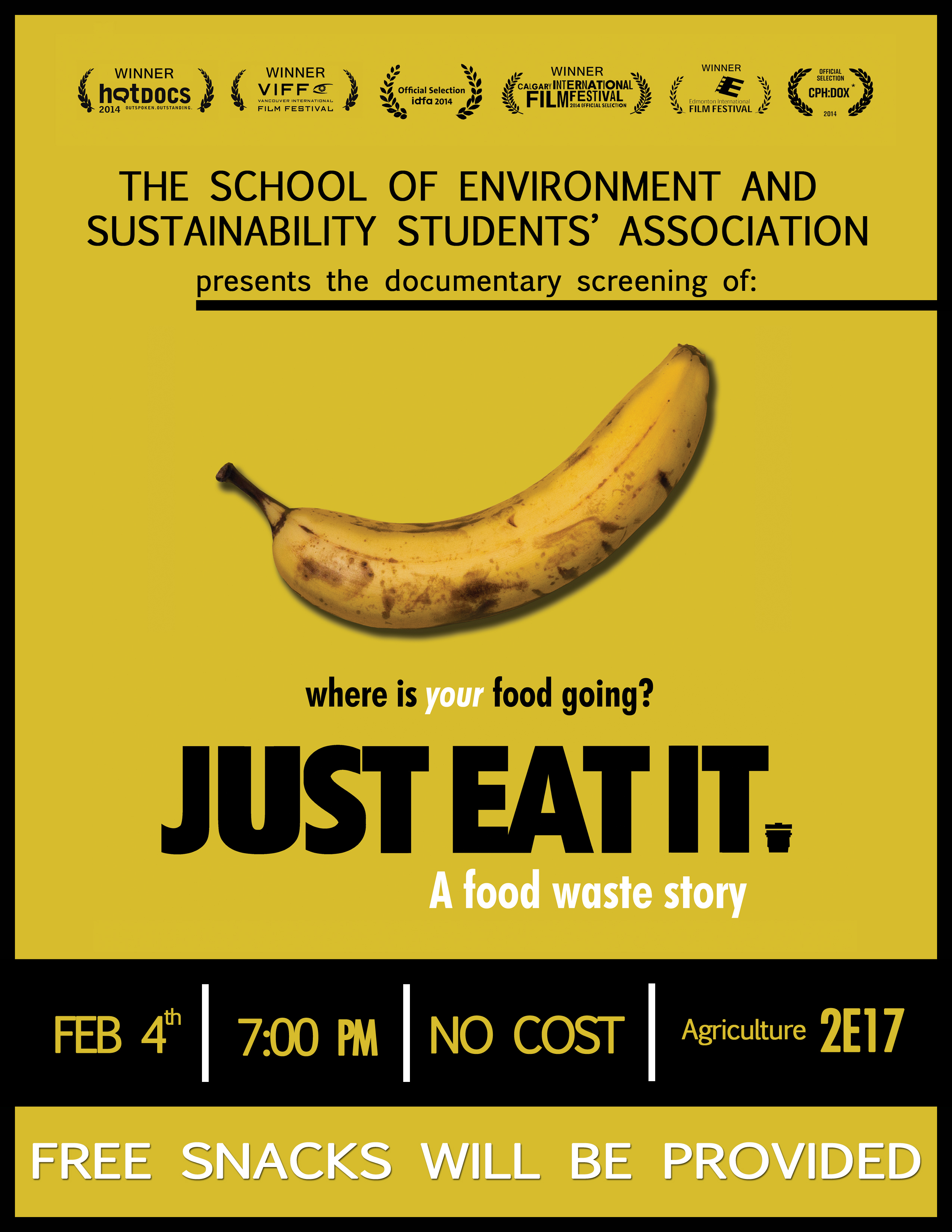 Ad for Just Eat It Screening on Campus